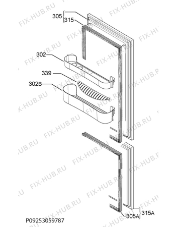 Взрыв-схема холодильника Faure FRB32313XA - Схема узла Door 003
