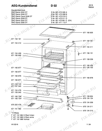 Взрыв-схема холодильника Aeg S2246 DT - Схема узла Housing 001