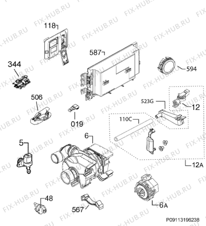 Взрыв-схема посудомоечной машины Electrolux EW24ID80QS2A - Схема узла Electrical equipment 268