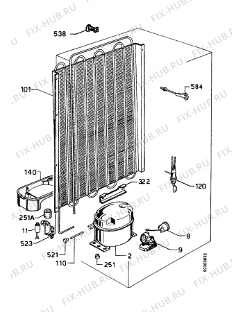 Взрыв-схема холодильника Zanussi ZFC2405 - Схема узла Cooling system 017