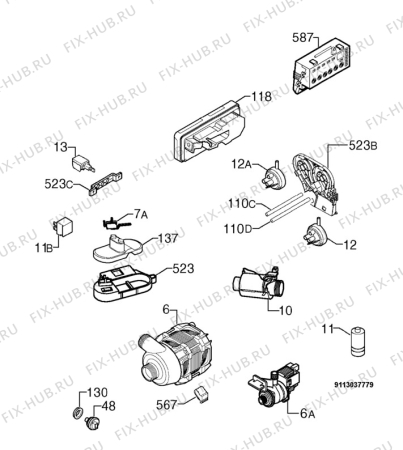 Взрыв-схема посудомоечной машины Privileg 530850_11133 - Схема узла Electrical equipment 268