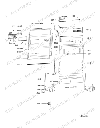 Взрыв-схема посудомоечной машины Kitchen Aid KDFX 6020 - Схема узла