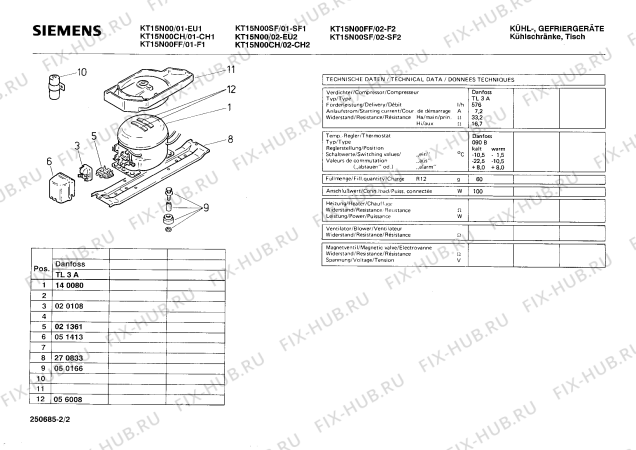 Взрыв-схема холодильника Siemens KT15N00CH - Схема узла 02