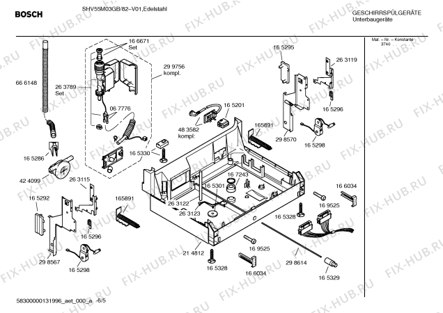 Схема №1 SHV55M03GB с изображением Инструкция по эксплуатации для электропосудомоечной машины Bosch 00692012