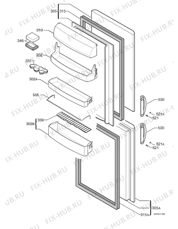 Взрыв-схема холодильника Zoppas PC35XX - Схема узла Door 003