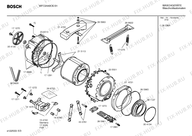 Взрыв-схема стиральной машины Bosch WFO2440OE Maxx WFO 2440 OE - Схема узла 03