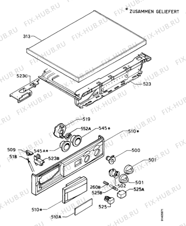 Взрыв-схема стиральной машины Electrolux EW933S - Схема узла Control panel and lid