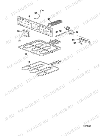 Взрыв-схема плиты (духовки) Faure CFC738X1  FAE PYRO F - Схема узла Electrical equipment