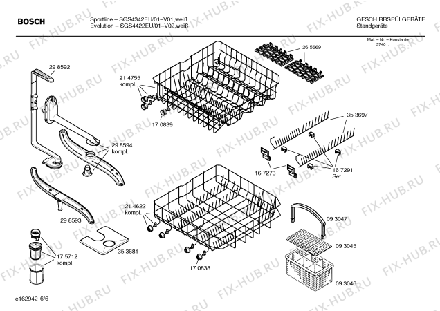 Взрыв-схема посудомоечной машины Bosch SGS4422EU Evolution - Схема узла 06