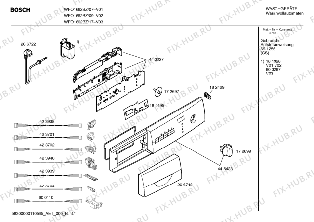 Схема №1 WFO1662BZ Maxx WFO 1662 с изображением Панель управления для стиральной машины Bosch 00445423