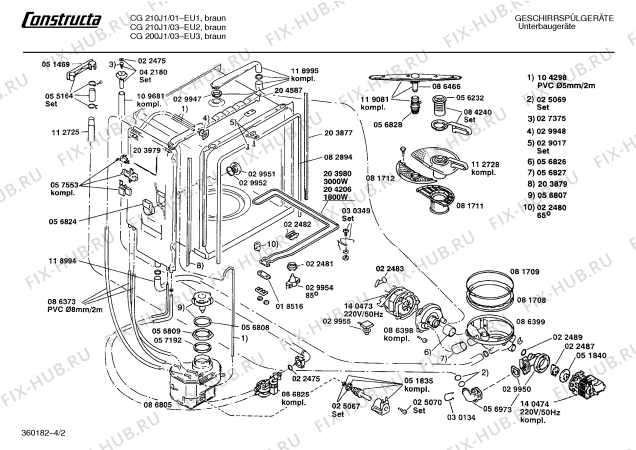 Взрыв-схема посудомоечной машины Constructa CG210J1 - Схема узла 02