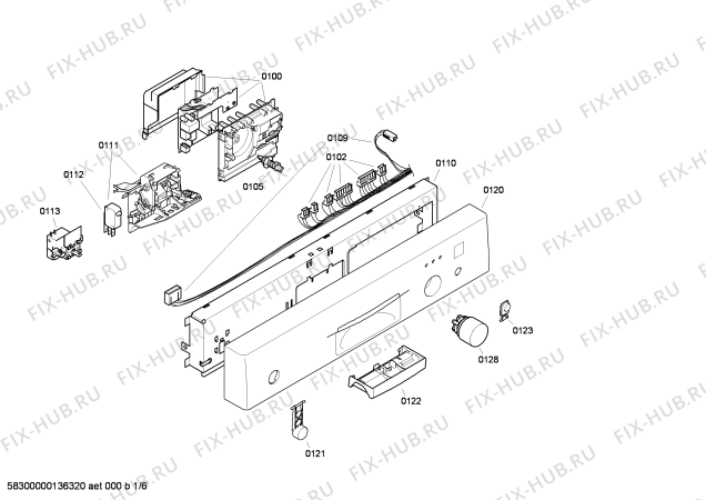 Схема №1 VVD25A08EU с изображением Передняя панель для посудомоечной машины Bosch 00665918