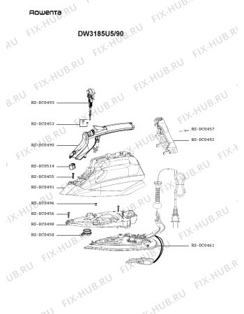 Схема №1 DW3185U5/90 с изображением Дроссель для электропарогенератора Rowenta RS-DC0493