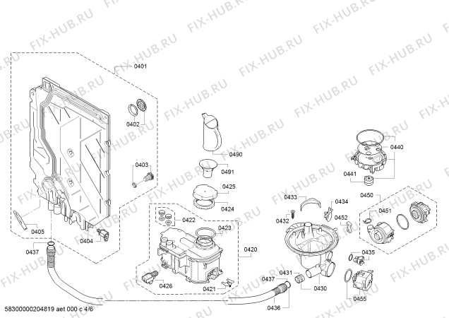 Взрыв-схема посудомоечной машины Siemens SN236I00EE iQ300 - Схема узла 04