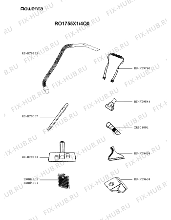 Взрыв-схема пылесоса Rowenta RO1755X1/4Q0 - Схема узла KP004113.2P2