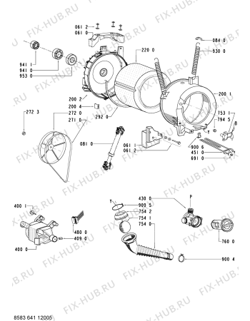 Схема №1 WA 9786 с изображением Модуль (плата) для стиралки Whirlpool 481221470765