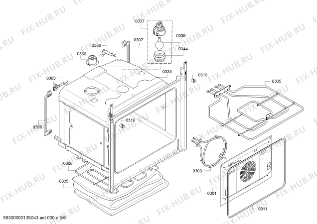 Взрыв-схема плиты (духовки) Bosch HEA24U250 - Схема узла 03