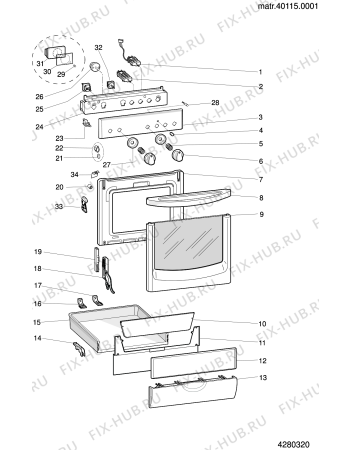 Взрыв-схема плиты (духовки) Indesit KN6E76AWGR (F073917) - Схема узла