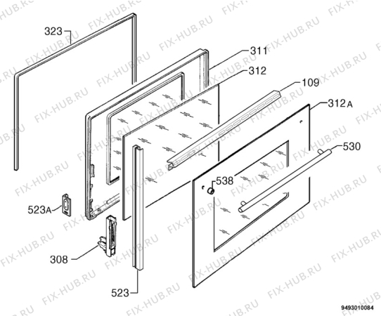 Взрыв-схема плиты (духовки) Blanco BOSE160B - Схема узла Door 003