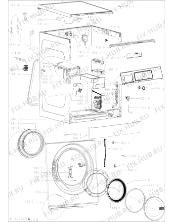 Схема №1 WA Premium 854 Z с изображением Запчасть для стиралки Whirlpool 481010793920