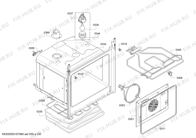 Взрыв-схема плиты (духовки) Bosch HBG33B520W - Схема узла 03