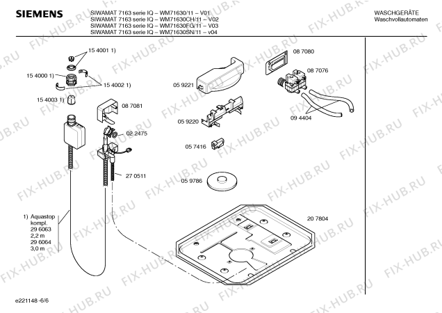 Схема №1 WM71630FG SIWAMAT 7163 serie IQ с изображением Инструкция по эксплуатации для стиралки Siemens 00520236