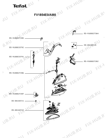 Схема №1 FV1854E0/AM0 с изображением Ручка для утюга (парогенератора) Tefal FS-9100033792
