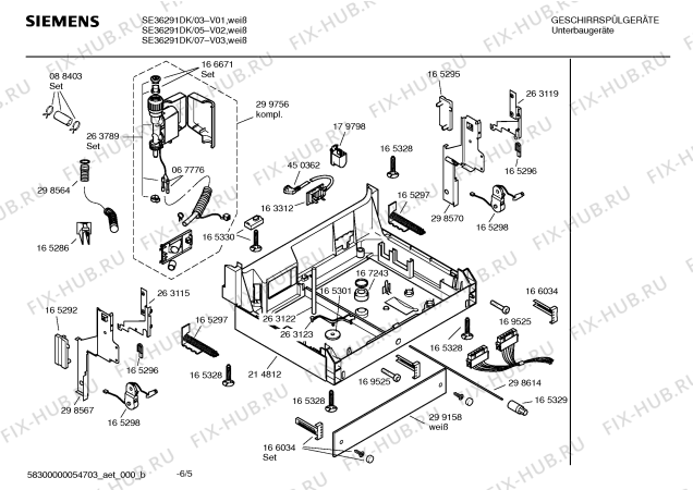 Взрыв-схема посудомоечной машины Siemens SE36291DK - Схема узла 05