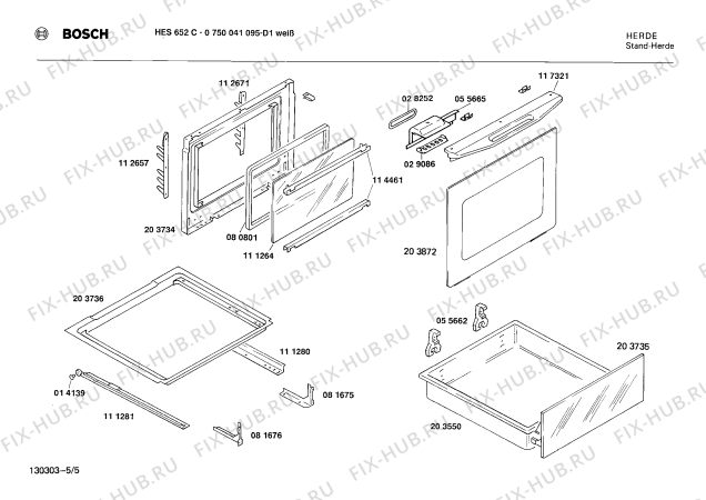 Схема №1 0750041095 HES652C с изображением Панель для духового шкафа Bosch 00118050
