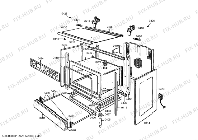 Взрыв-схема плиты (духовки) Bosch HSG206ANE - Схема узла 04