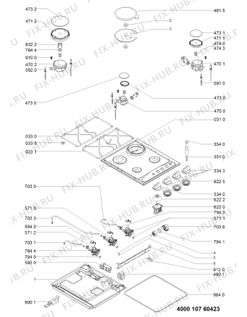 Схема №1 AKM 261/WH с изображением Поверхность для плиты (духовки) Whirlpool 481060119451