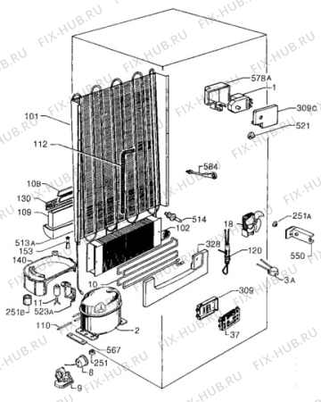 Взрыв-схема холодильника Zanussi BFF781W - Схема узла Cooling system 017