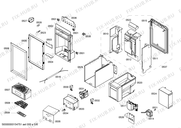 Взрыв-схема холодильника Gaggenau RF413203 - Схема узла 05