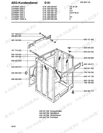 Взрыв-схема стиральной машины Aeg LAVD 500 W - Схема узла Housing 001