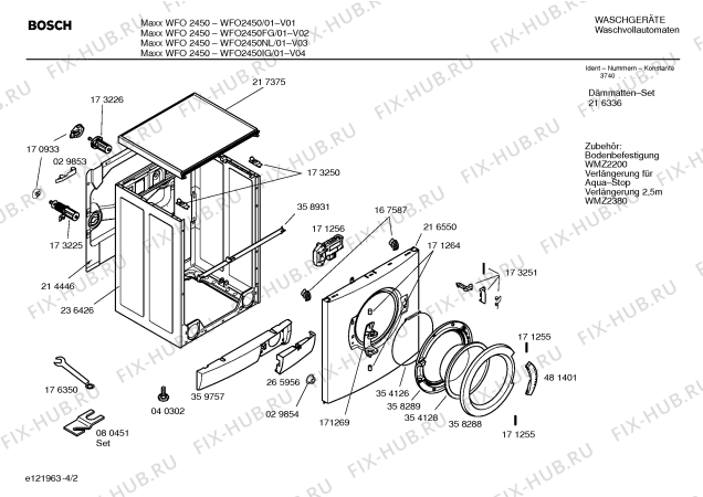 Взрыв-схема стиральной машины Bosch WFO2450NL Maxx WFO 2450 electronic - Схема узла 02