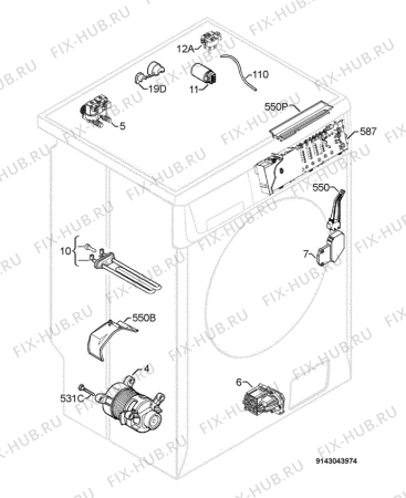 Взрыв-схема стиральной машины Zanussi ZWO6105 - Схема узла Electrical equipment 268