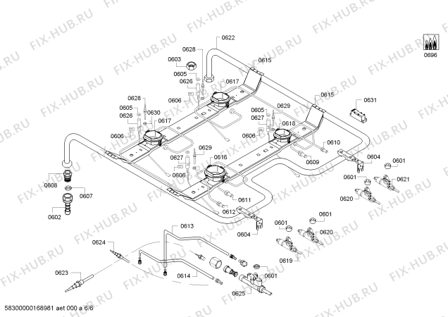 Взрыв-схема плиты (духовки) Bosch HGG233124R - Схема узла 06