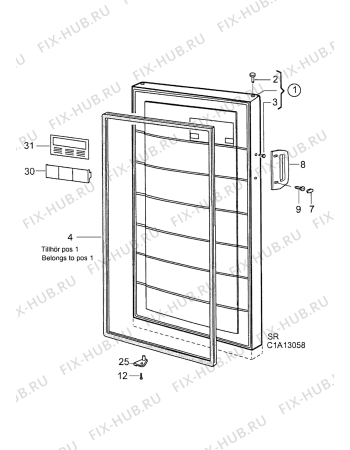 Взрыв-схема холодильника Zanussi ZVF320R - Схема узла Door 003