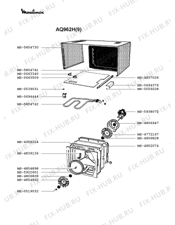 Взрыв-схема микроволновой печи Moulinex AQ962H(9) - Схема узла WP002379.2P3