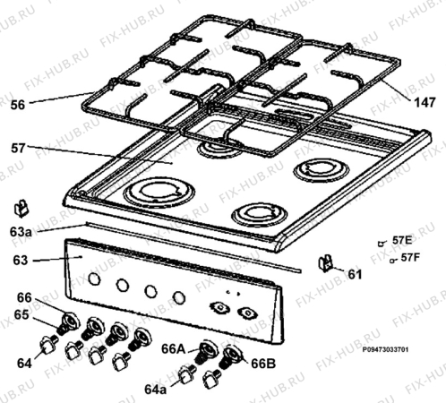 Взрыв-схема плиты (духовки) Electrolux EKK510505W - Схема узла Section 4