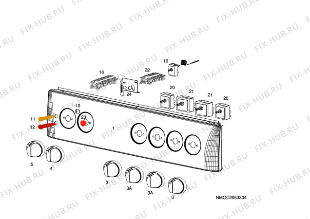 Взрыв-схема плиты (духовки) Husqvarna Electrolux QSG7044W - Схема узла H10 Control Panel