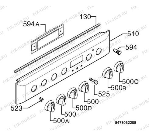 Взрыв-схема плиты (духовки) Privileg 102751_60493 - Схема узла Command panel 037