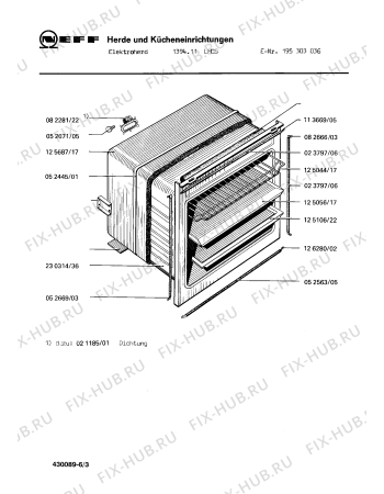 Взрыв-схема плиты (духовки) Neff 195303036 1394.11LHCS - Схема узла 03