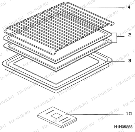 Взрыв-схема плиты (духовки) Aeg C5012V - Схема узла H10 Oven Furniture, Users manual