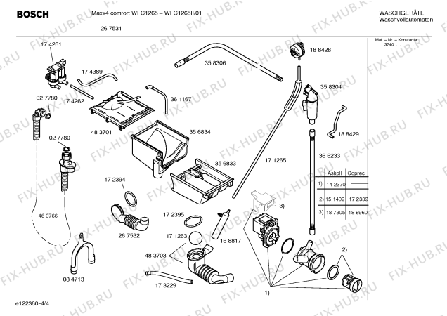 Схема №1 WFC1265IT Maxx4 comfort WFC1265 с изображением Инструкция по установке и эксплуатации для стиральной машины Bosch 00585393