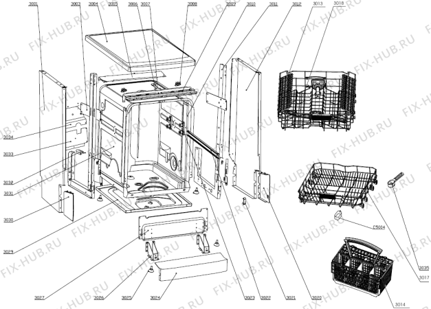 Взрыв-схема посудомоечной машины Gorenje GS62110BW (294316, PMS60S) - Схема узла 03