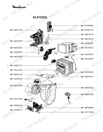 Взрыв-схема микроволновой печи Moulinex AL6122(0) - Схема узла 6P002347.8P3