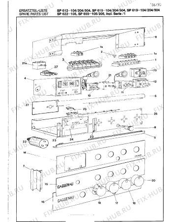 Схема №1 SP622205 с изображением Переключатель для плиты (духовки) Bosch 00156590