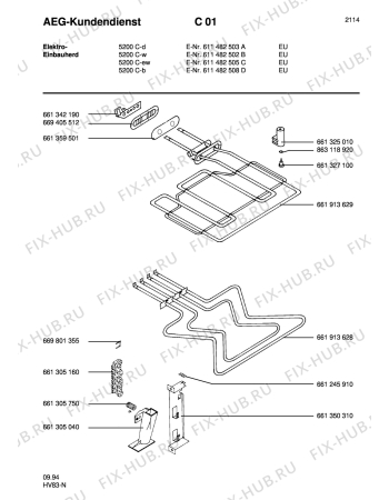 Взрыв-схема плиты (духовки) Aeg 5200C-B - Схема узла Section3