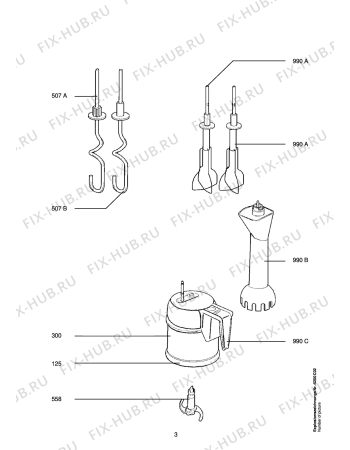 Взрыв-схема блендера (миксера) Electrolux SHM 305 - Схема узла Accessories